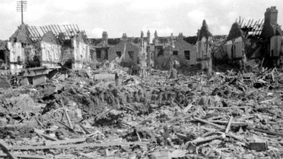 Bomb damage in Bean Street, Hull