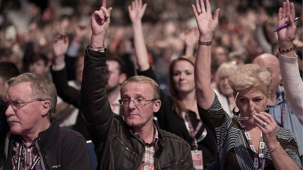 Labour delegates taking part in Brexit vote on conference floor