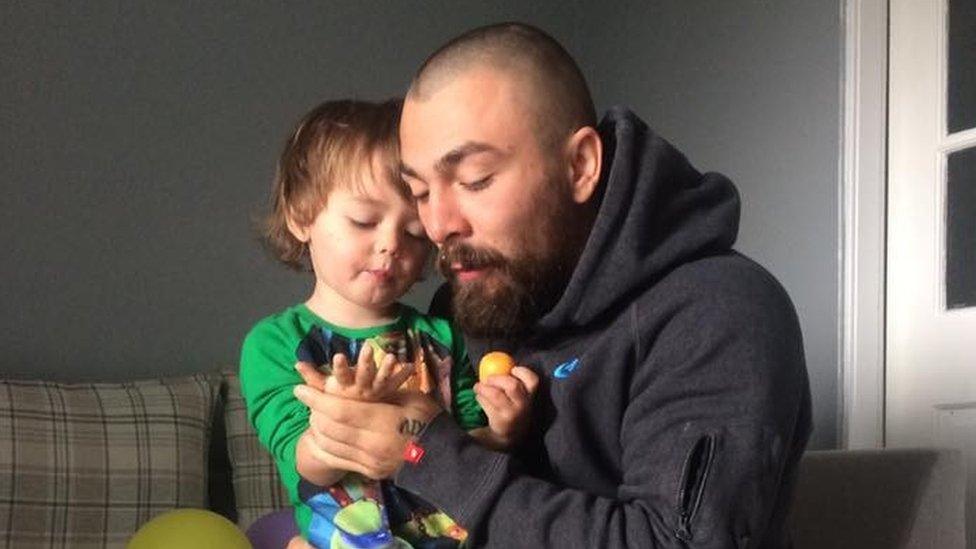 Mike Towell with his son Rocco