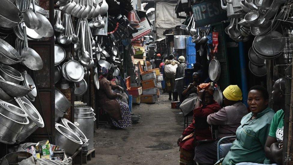 Pots and pans for sale at Gikomba market