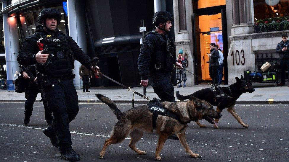 Armed police at the scene of the London Bridge attack