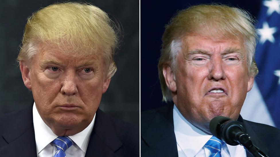 Donald Trump in Mexico City (left) and Phoenix (right)