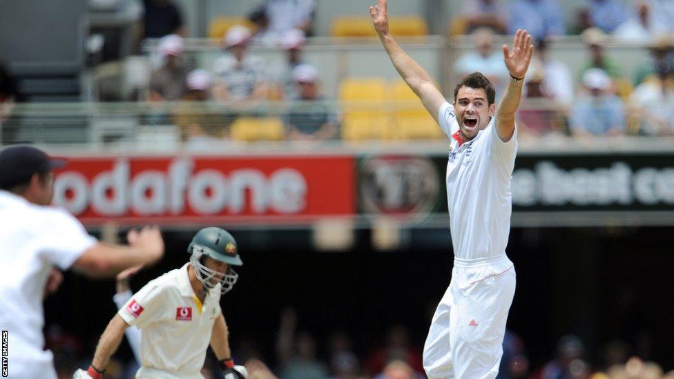 England's James Anderson in action during the 2010-11 Ashes Test series in Australia