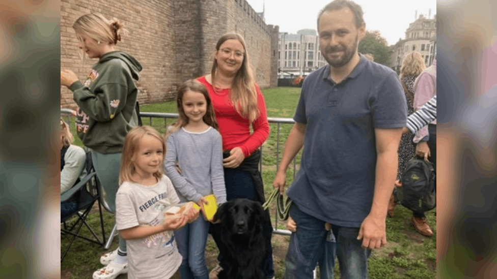 The King family outside Cardiff Castle