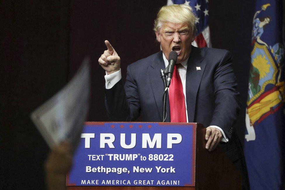 Donald Trump speaks in New York, 6 April