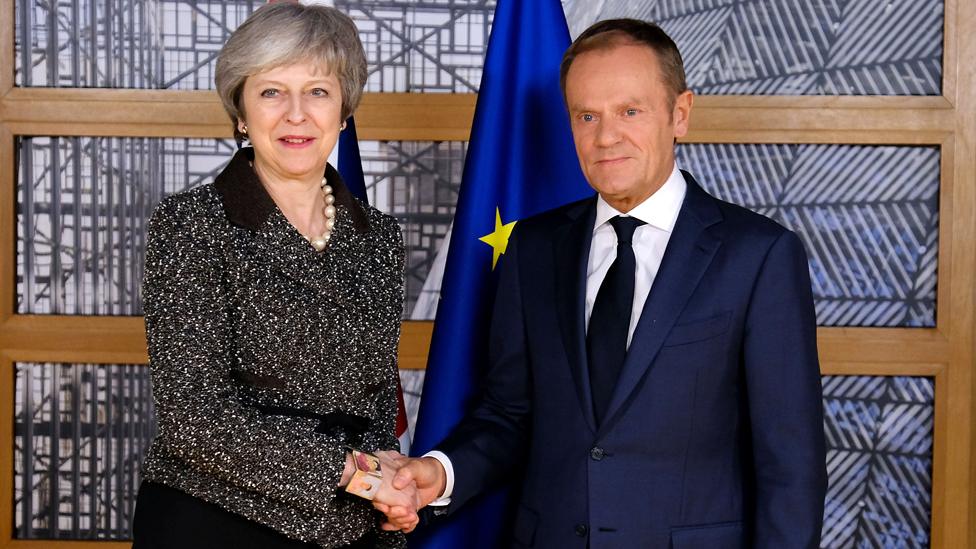 Theresa May and Donald Tusk