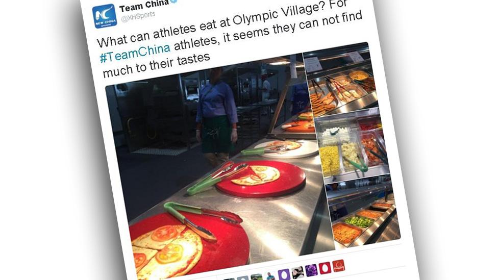 Xinhua tweet about Rio food