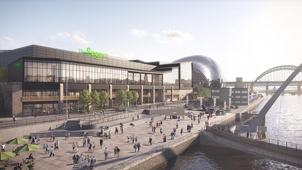 Revised designs for the Sage arena and conference centre on the Gateshead Quayside