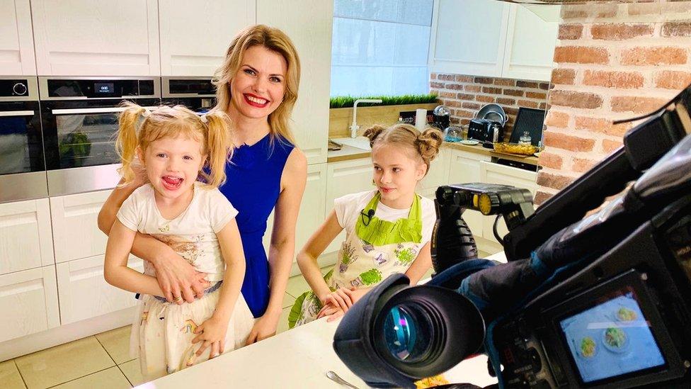 Tatyana Borodkina with her two daughters