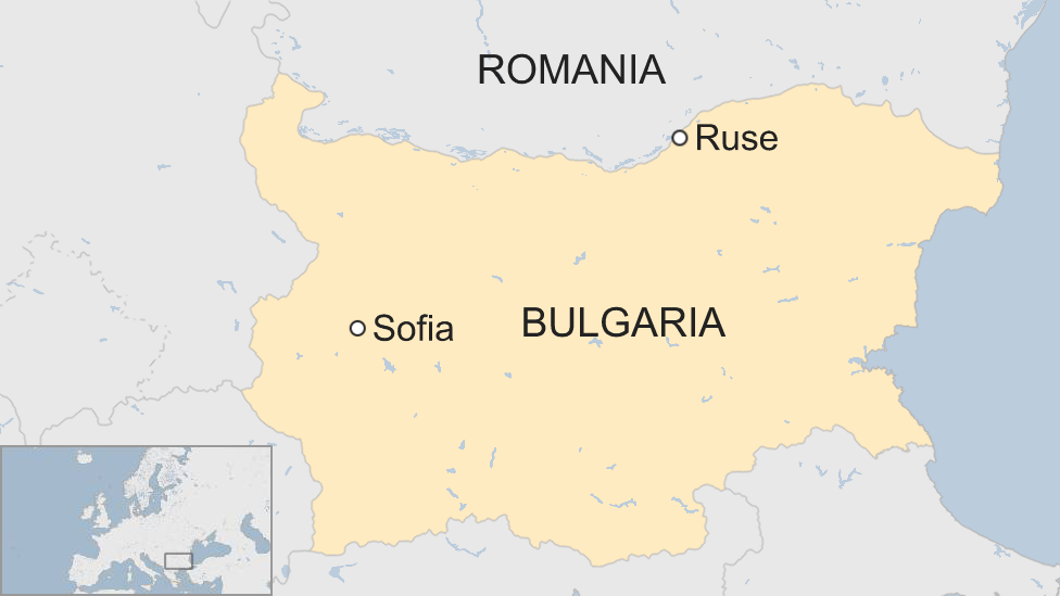 A map showing where Ruse is in Bulgaria