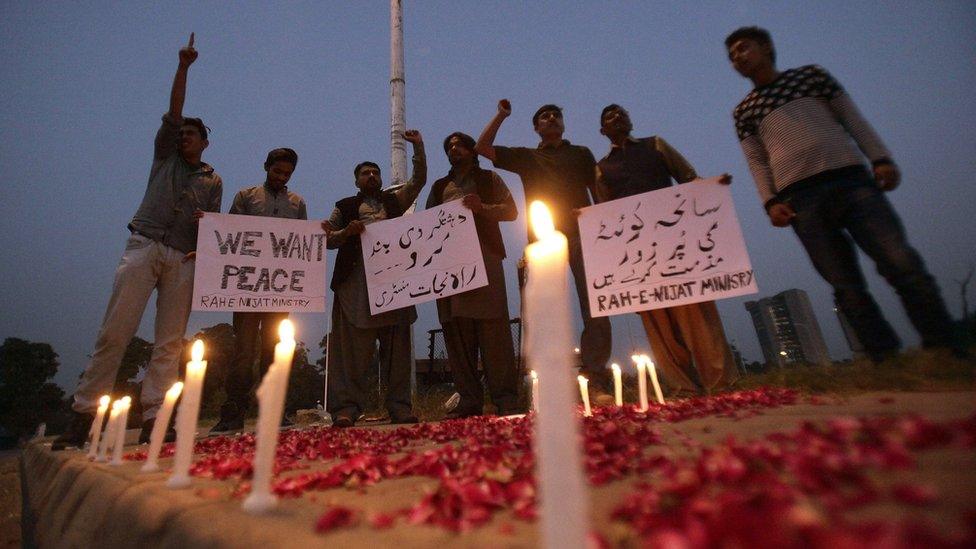 Vigil for peace after police academy attack, Quetta