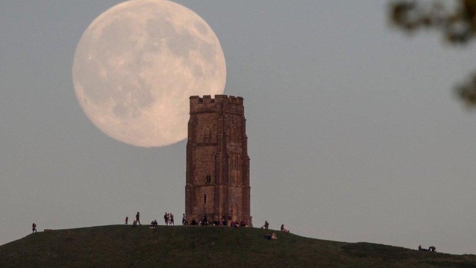 Blue moon over Glastonbury