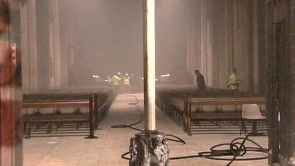 The fire on 22 November 2001 flooded the cathedral's interior with smoke