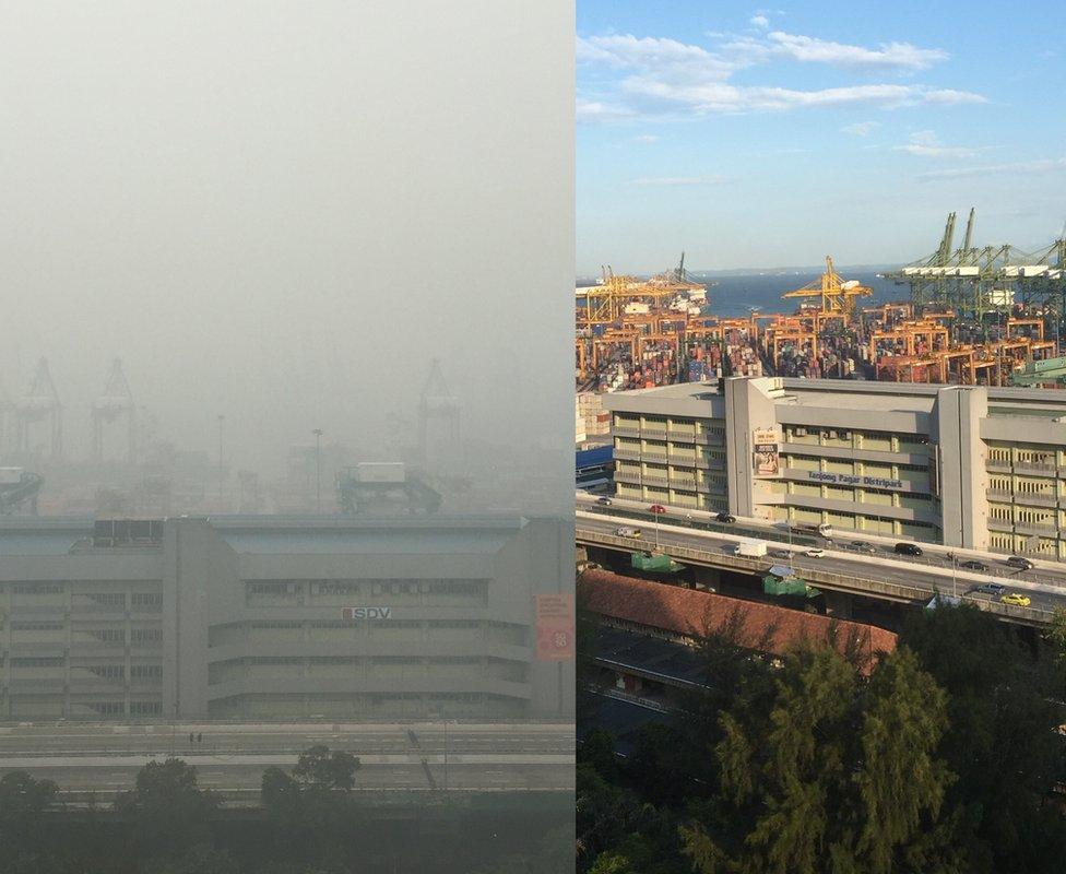 Singapore's port before and after haze