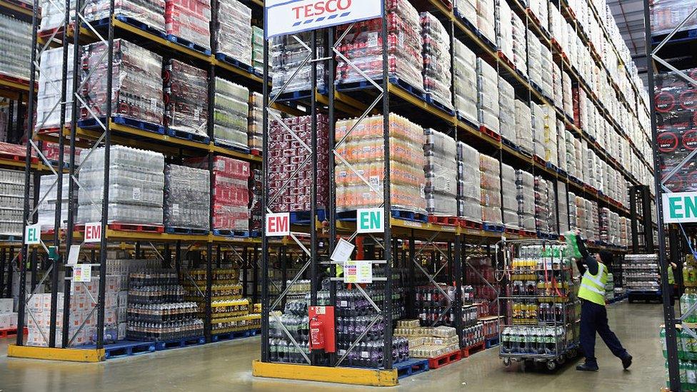 Inside a Tesco delivery warehouse