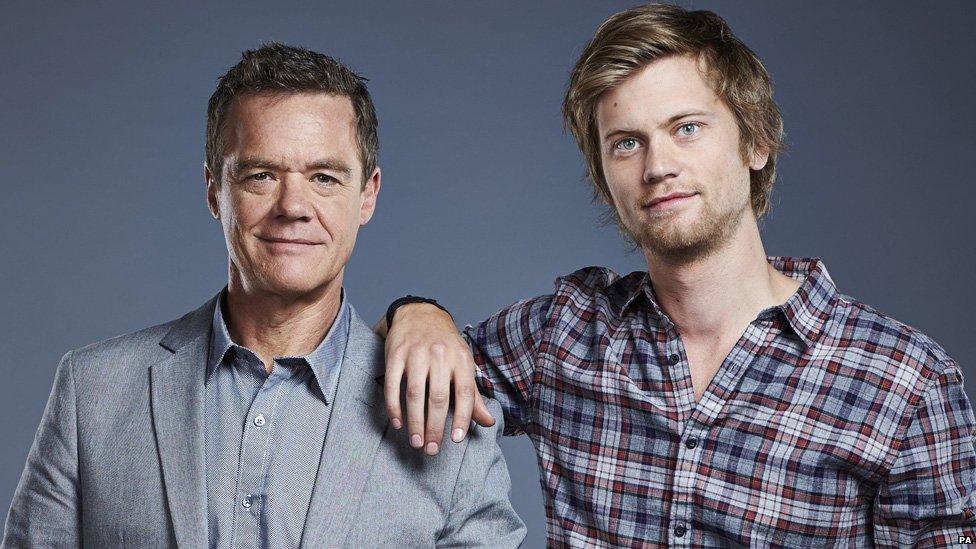 Stefan Dennis and Tim Phillips as Paul and Daniel Robinson in Neighbours