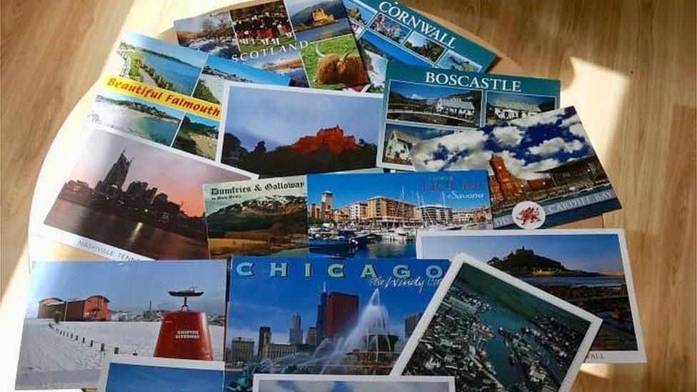 Postcards received by the care home