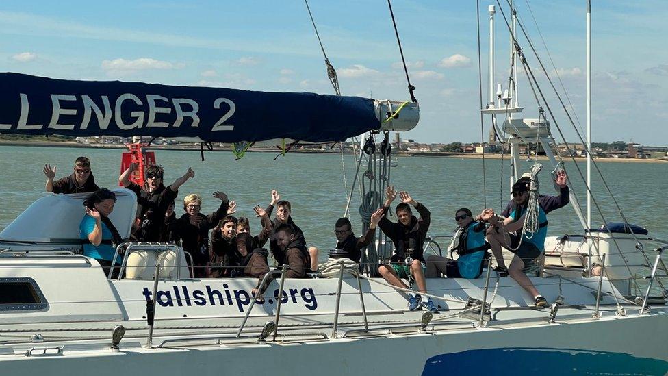 Young people on a boat