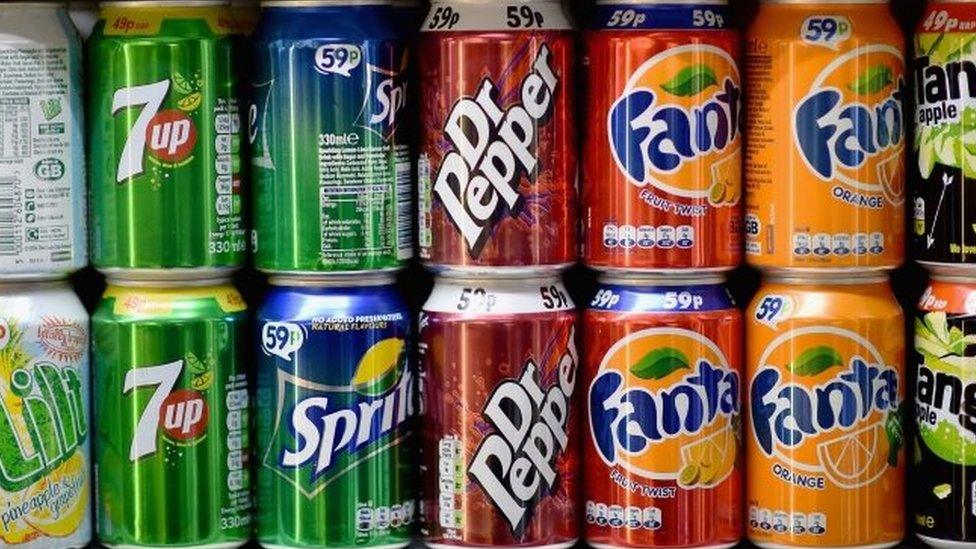 Cans of soft drink