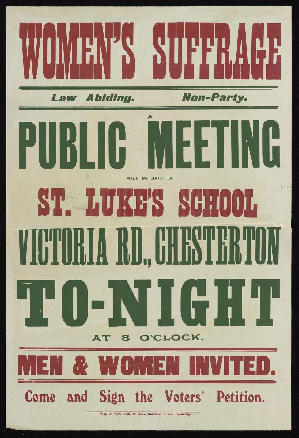 A poster for a meeting in Chesterton