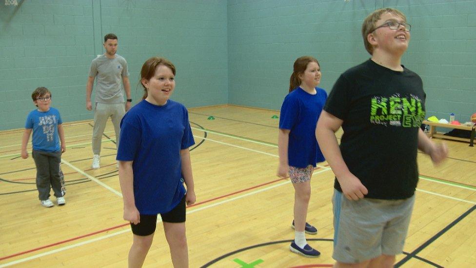 Children in a sports centre