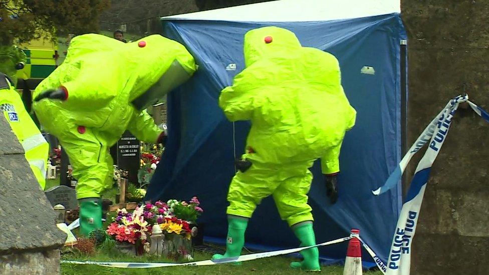 Specialist officers at the graveyard in Salisbury