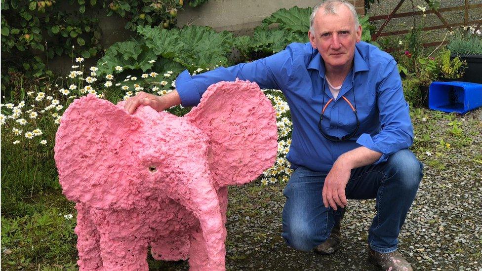 Kevin Harkin and pink elephant