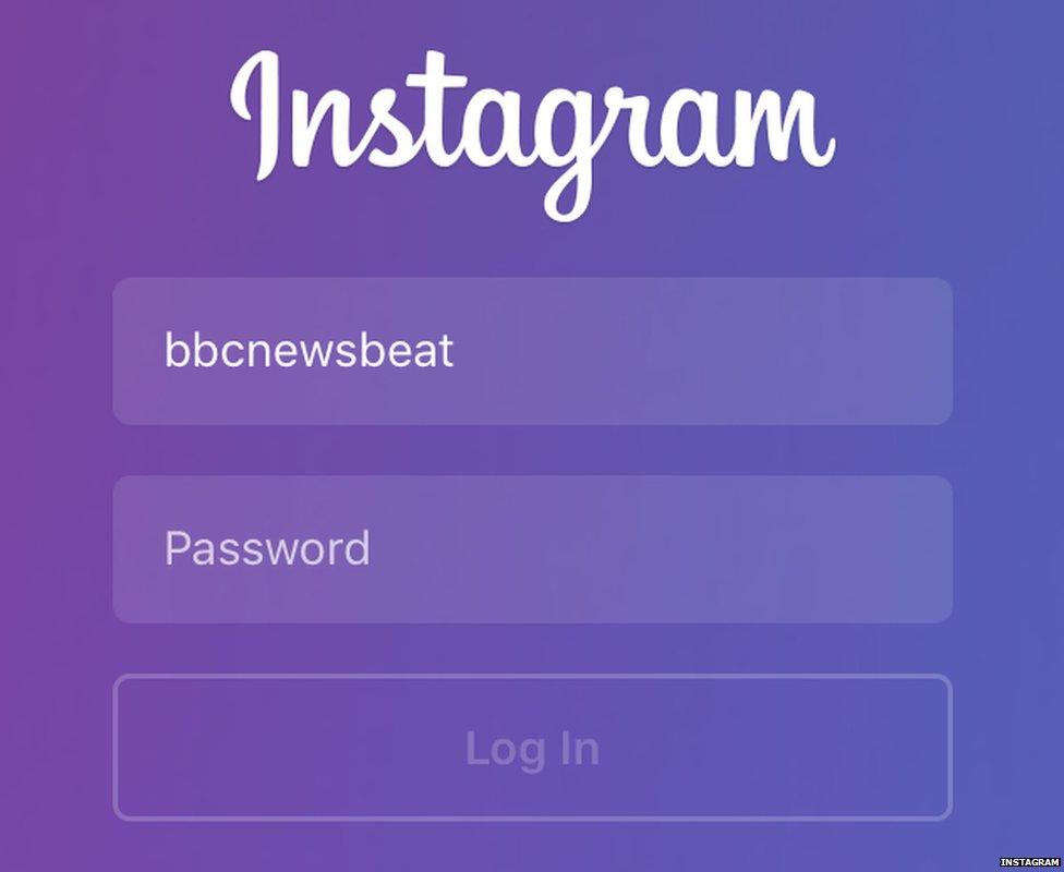 Instagram login page