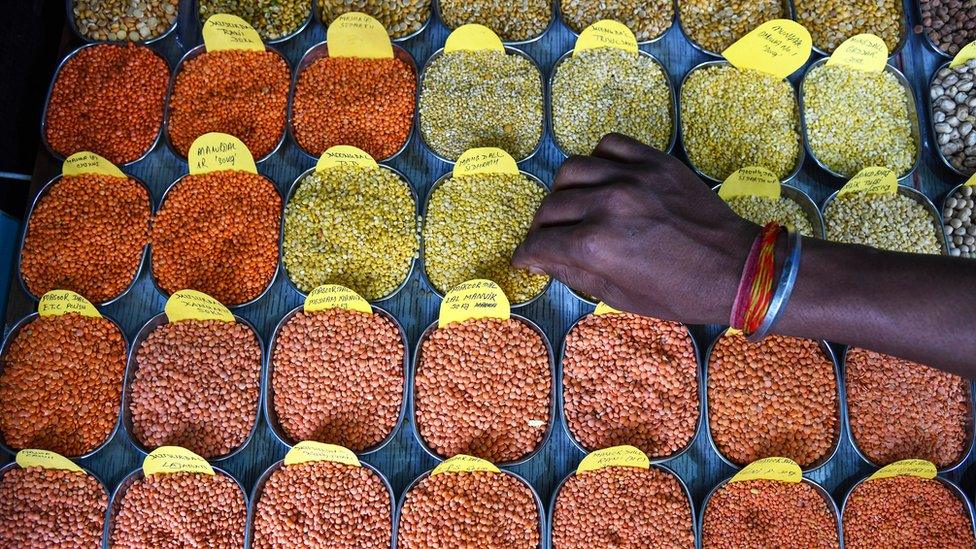 Pulses for sale on stall