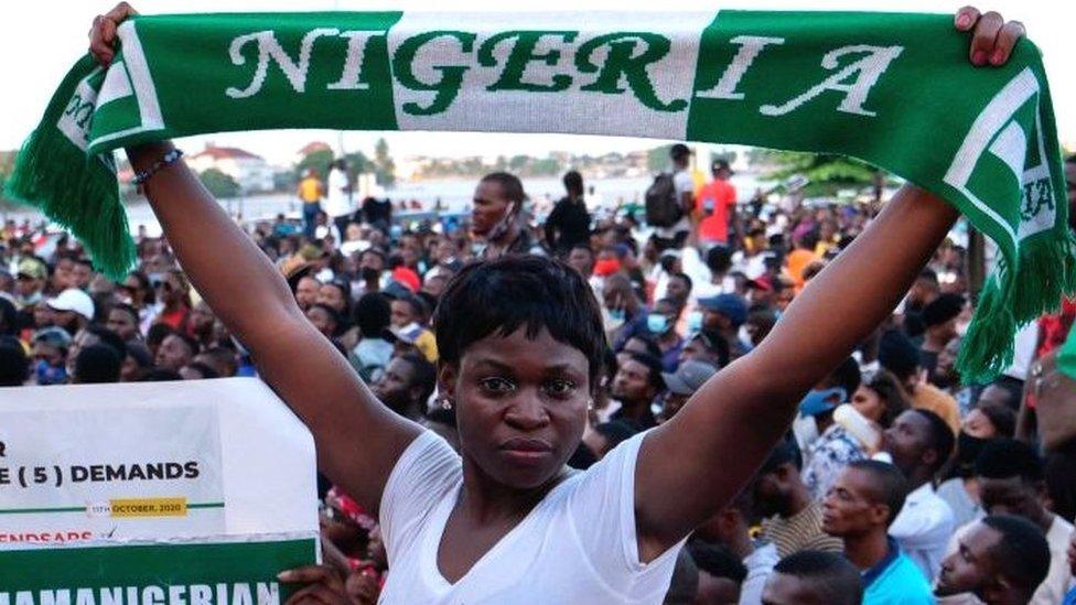 Protesters at Lekki toll gate