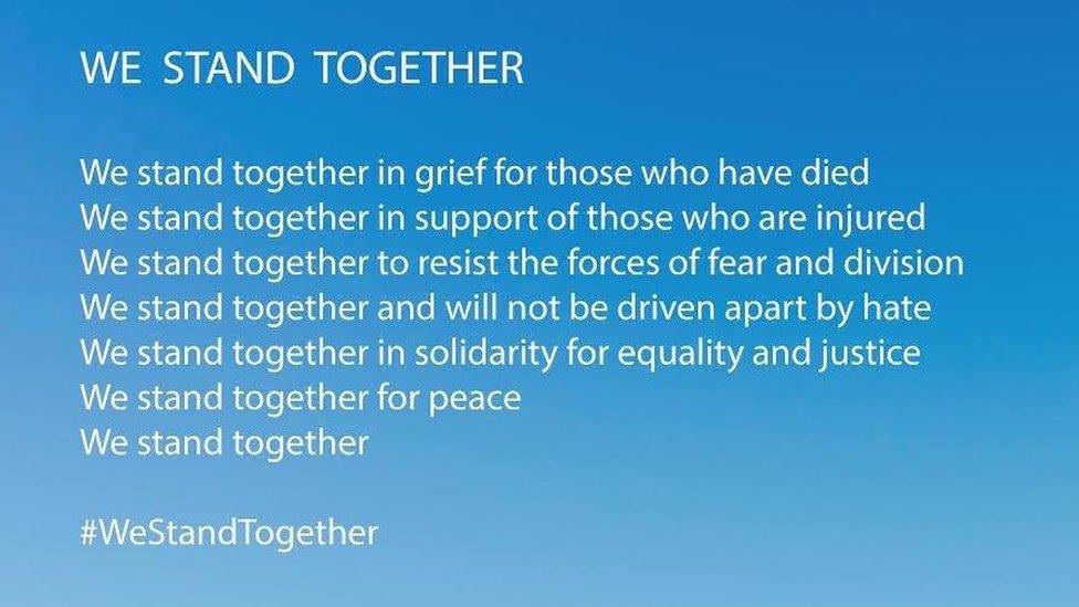 The message posted online inviting people to gather on Westminster Bridge