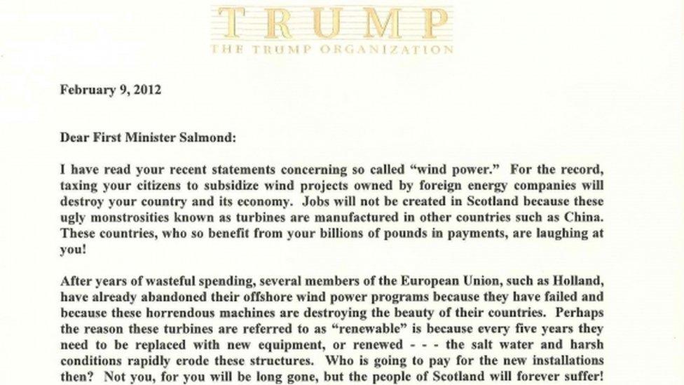 trump letter to salmond