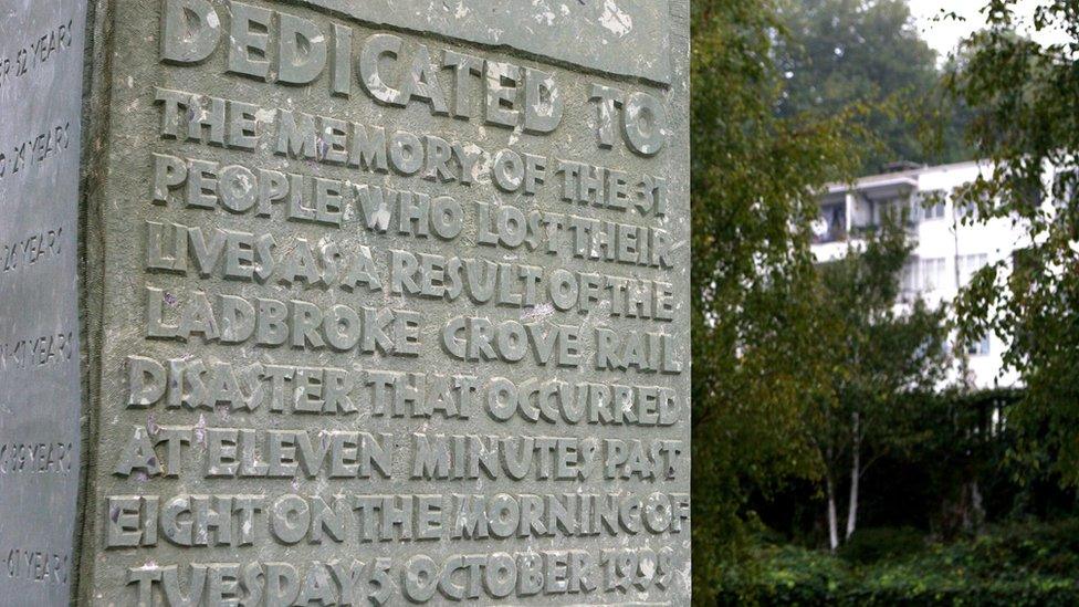 The memorial to the 31 victims of the crash, at Ladbroke Grove