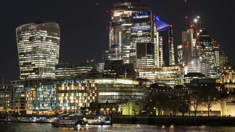 City of London skyline at night