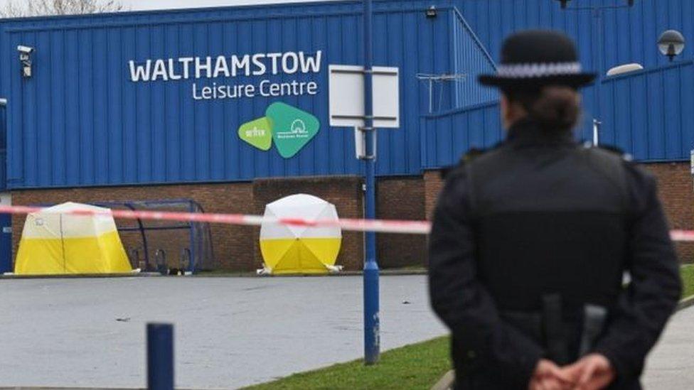 Crime scene outside Walthamstow Leisure Centre