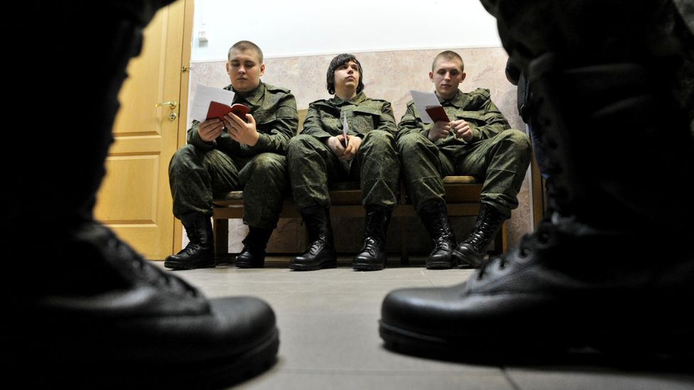 Russian conscripts in St Petersburg