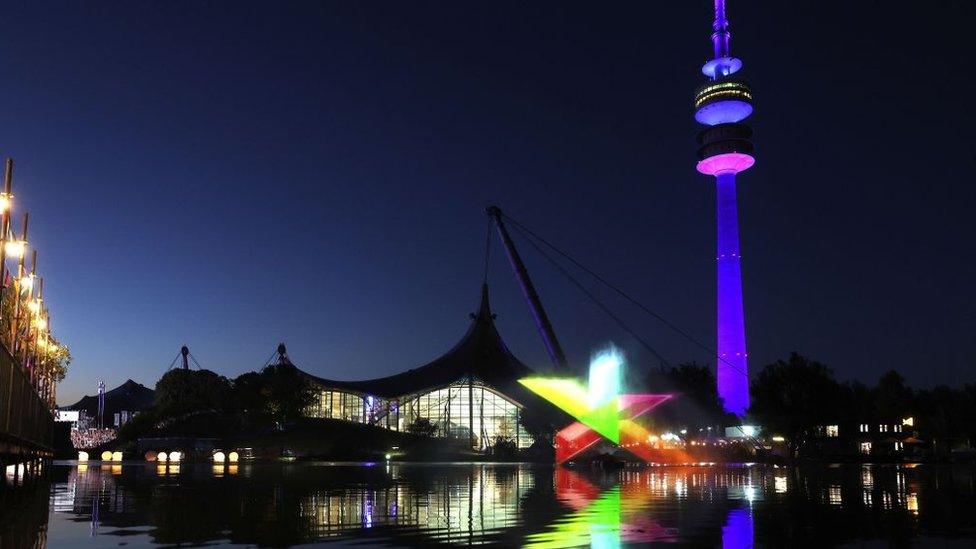 The-Olympic-Tower-and-Olympic-Lake-in-Munich.