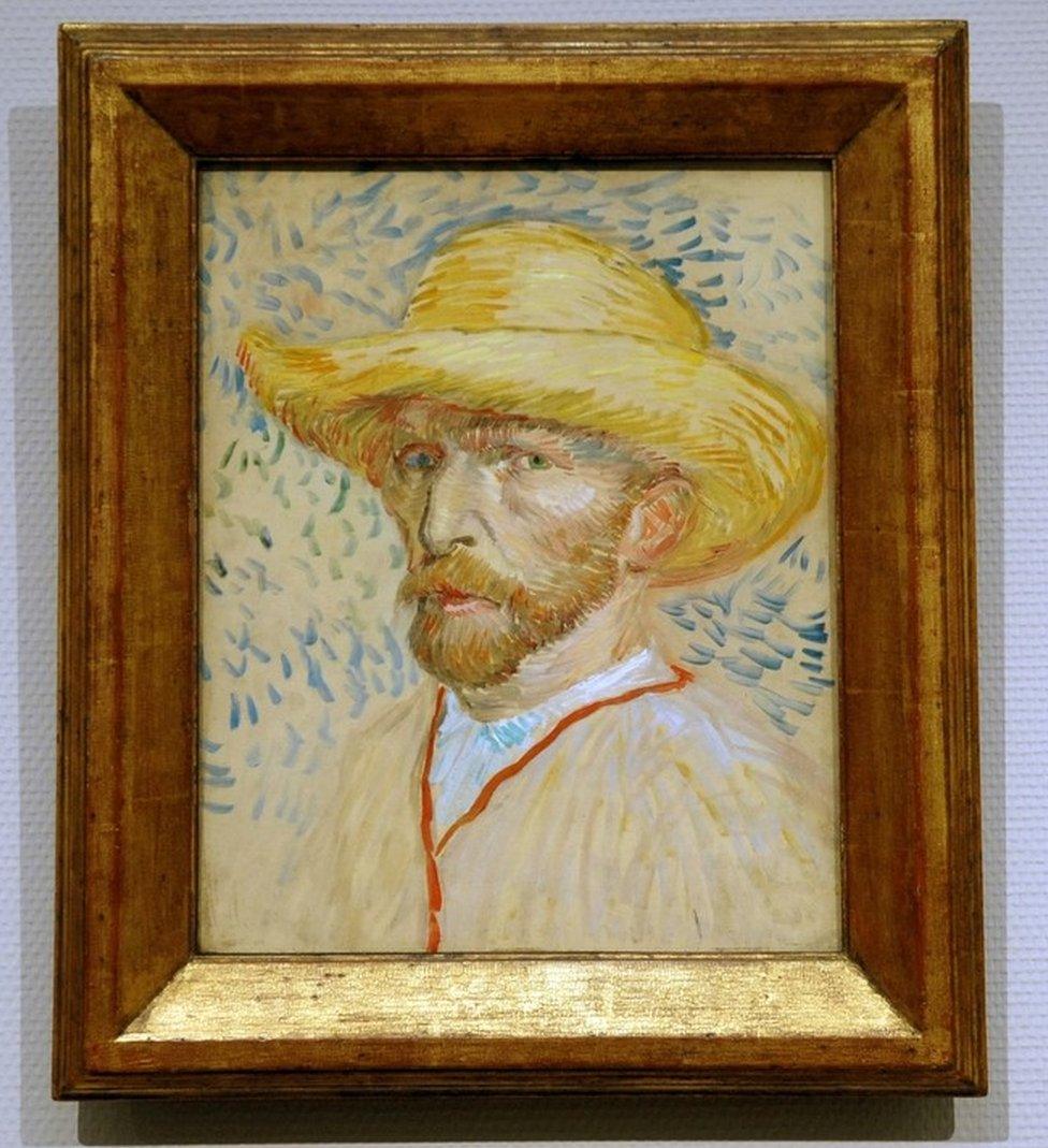 Self-Portrait with Straw Hat by Vincent Van Gogh