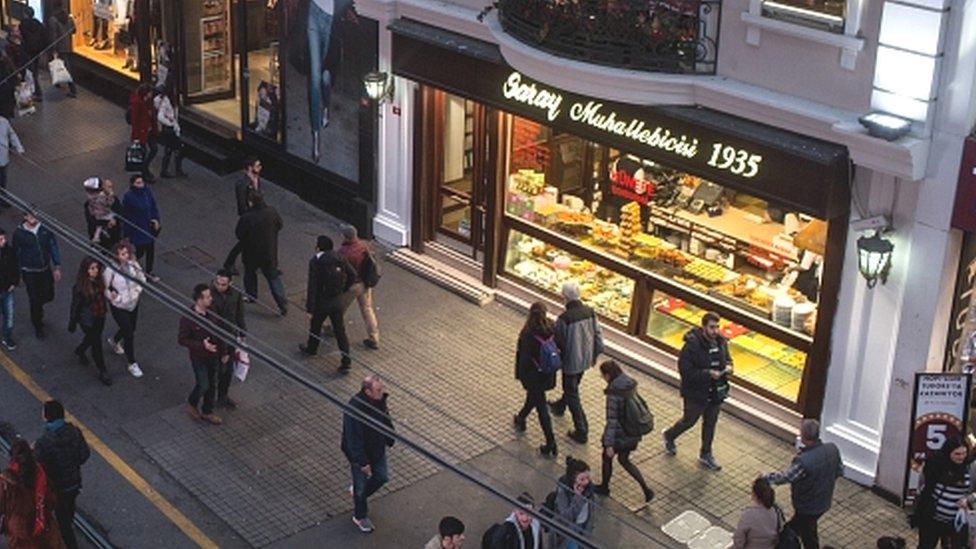 Istanbul"s famous Istiklal shopping street