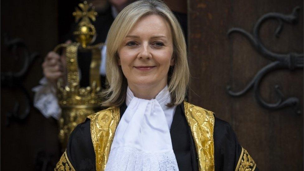 Liz Truss wears official robes outside Royal Courts of Justice