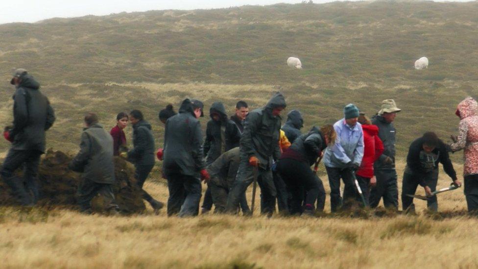 the team of archaeologists on site at Waun Mawn