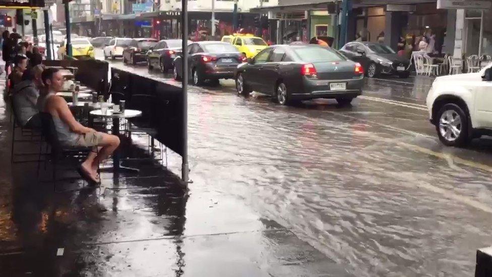 Floods hit a popular Melbourne shopping precinct