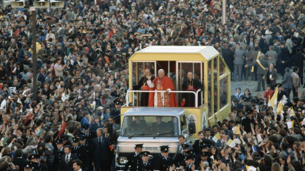 Pope John Paul II visiting Ireland