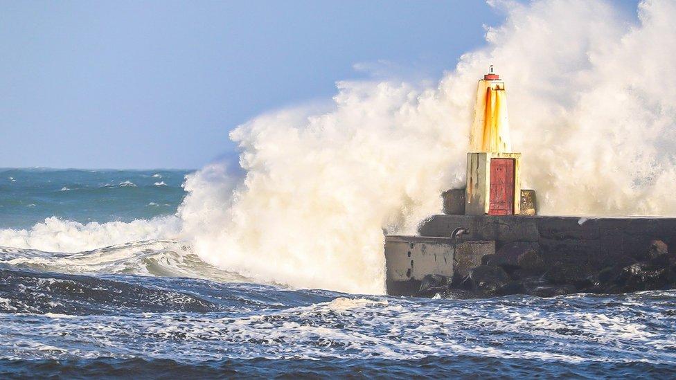 Waves rise near Castlerock