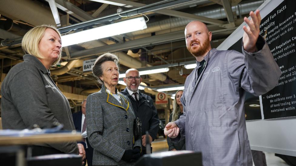 Princess Royal speaking to staff at Halewood