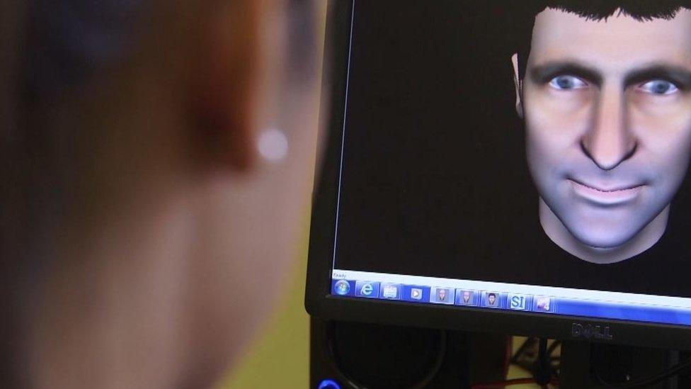 Patient talking to the avatar on a computer screen