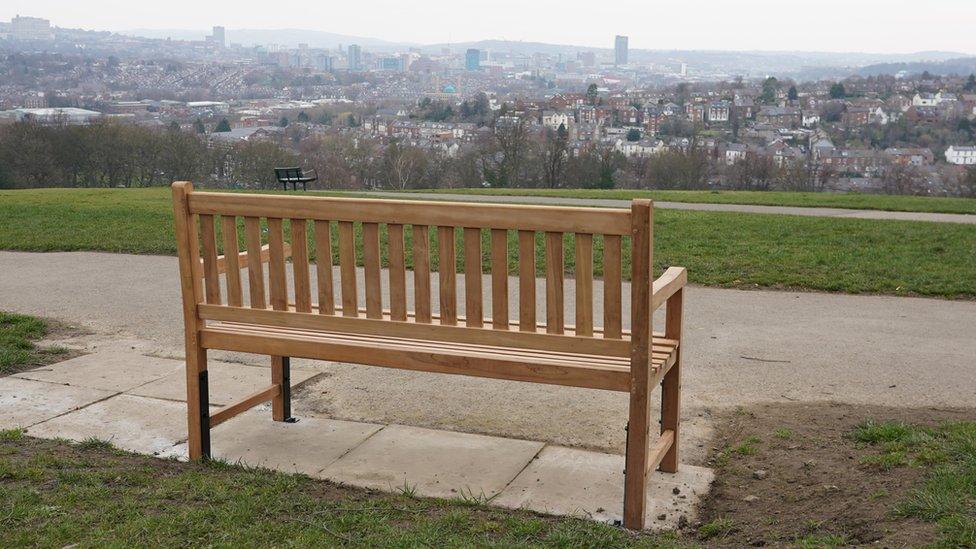 The bench looking across Sheffield