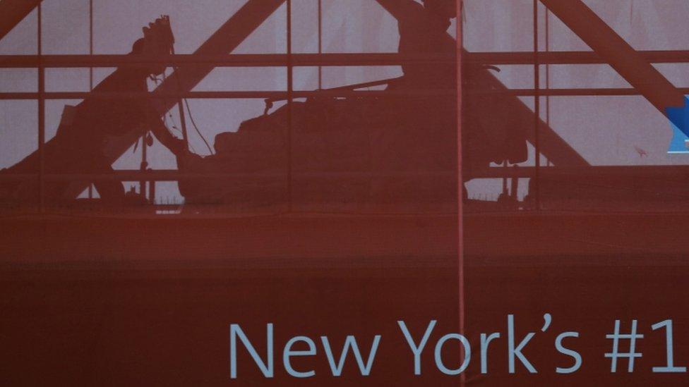 A patient is transported through the skyway at New York-Presbyterian-Columbia University Medical Center - 7 April