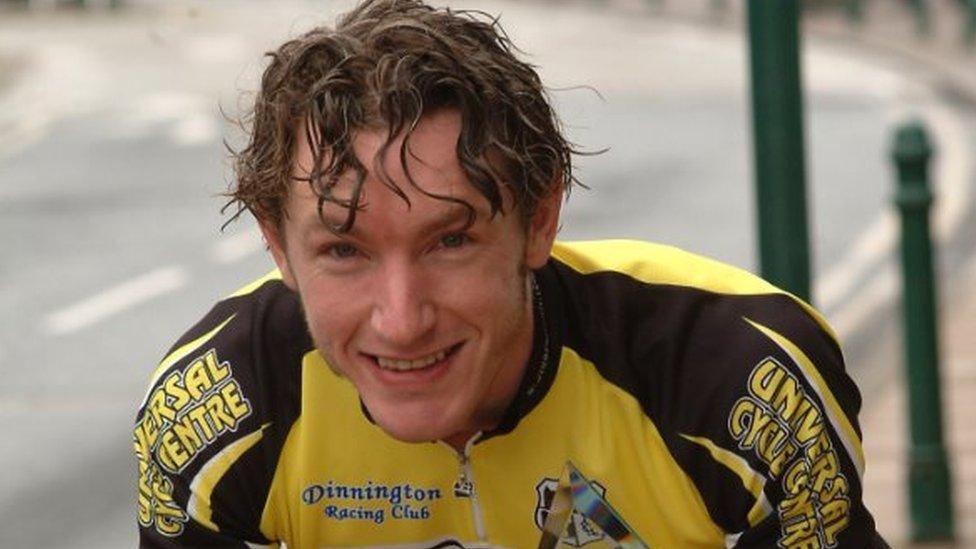 Dominic Hurley wearing his cycling gear