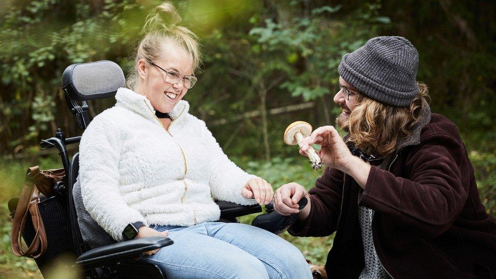 Woman with her carer